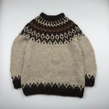 Vintage 90’s Hilda Ltd Icelandic Fair Isle Wool Hand Knit Jumper Women’s S 80’s 