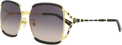 Gucci Women's Sunglasses GG 0593 SK 001 Black Gold Grey Gradient