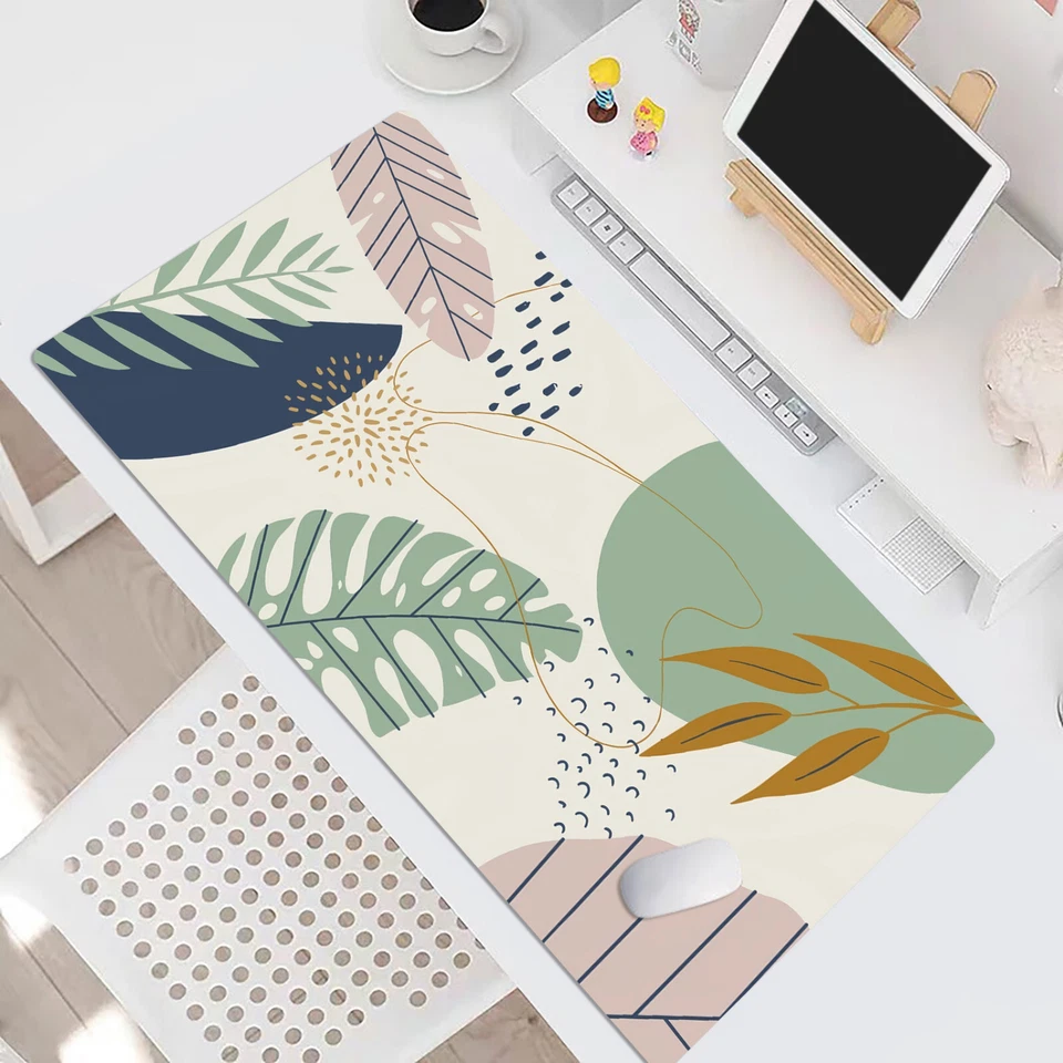 Plant Green Leaf Mouse Pad Minimalist Beige Mouse Pad for Keyboard and Desk Mat - Image 4 of 4