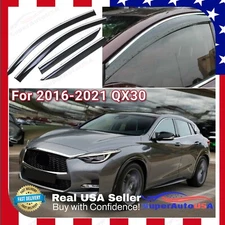 For Infiniti QX30 2016-2021 Chrome Trim Tinted Window Visor Rain Sun Guard Vent