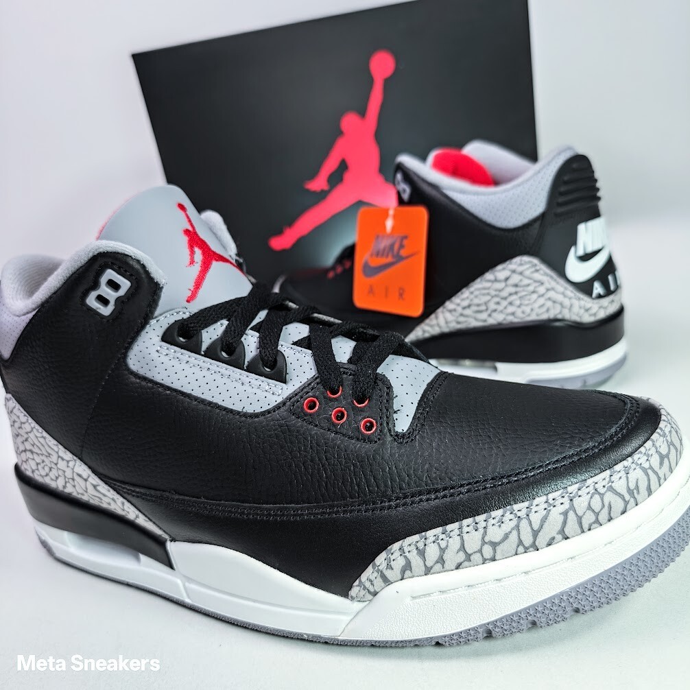 Air Jordan 3   US 12 Men's Black White Cement Grey  Nike Retro   DN3707 010  New