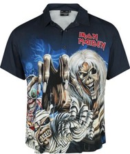 Hawaiian Iron Maiden Button Up Shirt Eddie Print Heavy Metal Band