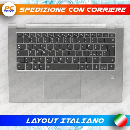 TASTIERA LENOVO YOGA 530-14IKB RETROILLUMINATA TOPCASE ARGENTO FINGERPRINT