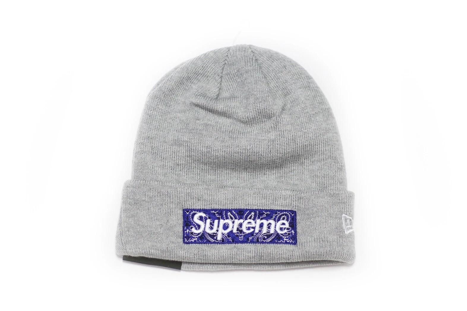 Bonnet gris suprême FW19 logo boîte