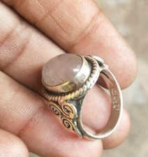 Rose Quartz 925 Sterling Silver Ring Handmade Jewelry Gift For Her A-49