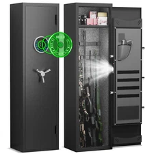 4-6 Biometric Gun Safe, Quick Access Gun Cabinet with Backlit Keypad, Gun Racks