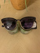 Two Foster Grant JSKG 18 02 Women's Sunglasses RETRO CAT EYE GLOSS BLACK GOLD