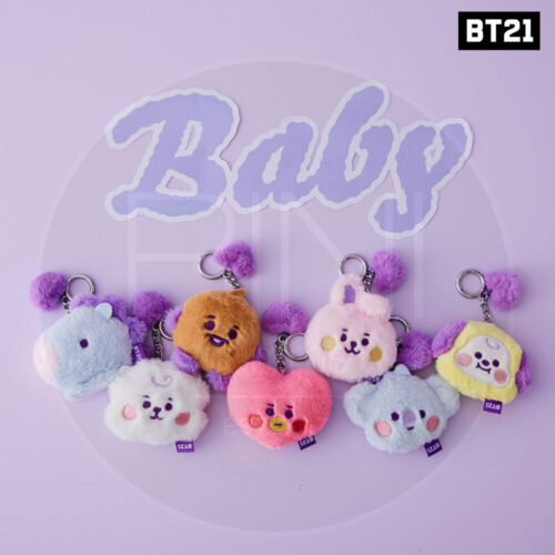 BTS BT21 Official Goods BABY Flat Fur Purple Heart Edition Face Bagcharm Doll - Bild 1 von 8