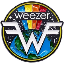 Embossed Enamel Lapel Pin Badge - Weezer Earth Logo Symbol NEW