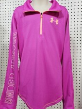 Girls Kids Under Armour Fitted Pullover NEW Long Sleeve Violet Orange Large