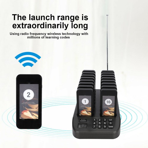 Restaurant Wireless Guest Paging System 16 Beepers Queuing Calling Pagers - Afbeelding 3 van 11