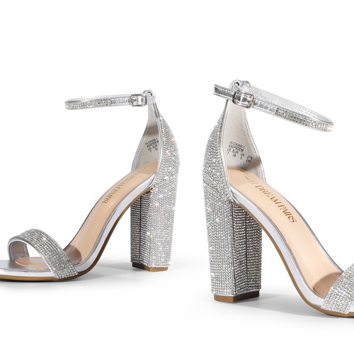 Women's Trendy Glittering Ankle Strap Open Toe Block Heel Sandals for Chic Look - 第 11/30 張圖片