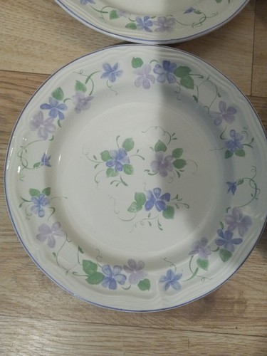 8x Newcor Stoneware China SNACK PLATE Purple Florals Flowers Violeta 1990 6066 - Picture 6 of 20
