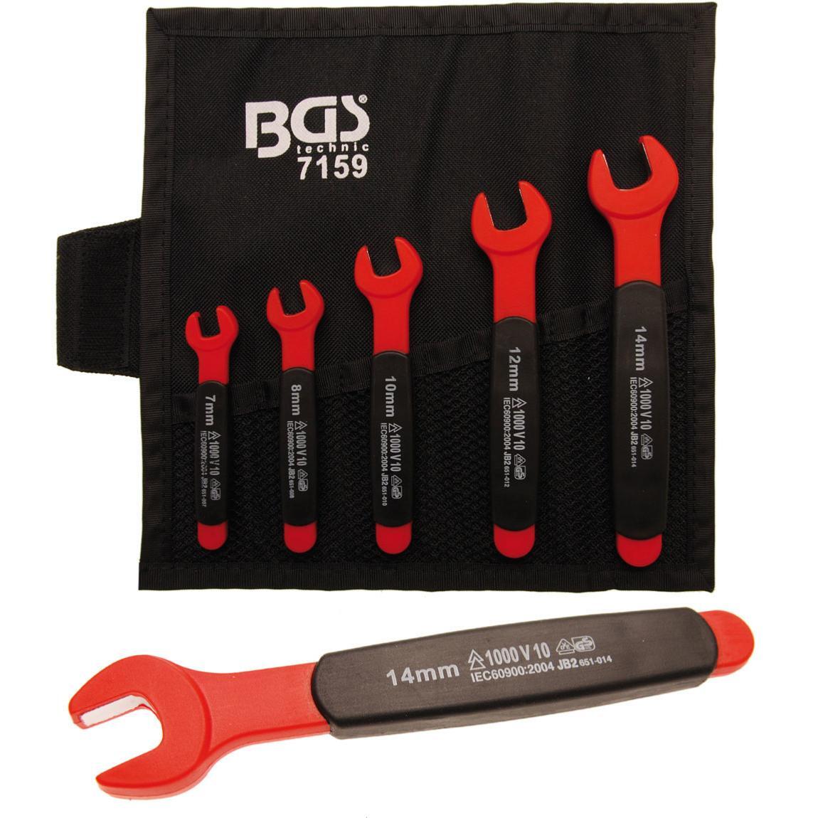 Kit de 5 clés à fourche isolées VDE 7 à 14 mm BGS Technic outillage électricien 1000V