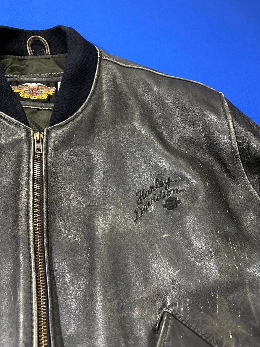 ジャケット・アウター 90s Harley-Davidson short leather bomber vintage 90s harley davidson leather bomber jacket - BIDSTITCH