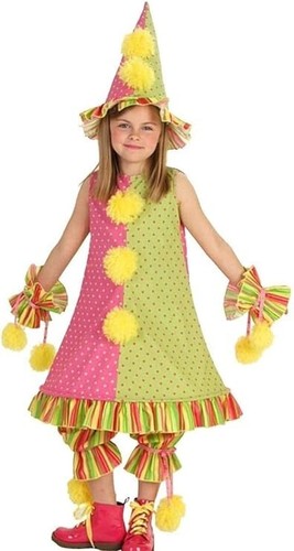4pc Carnival Clown Halloween Costume Bozo Ronald Mcdonald Circus Dress Hat XS 4 - Picture 2 of 3