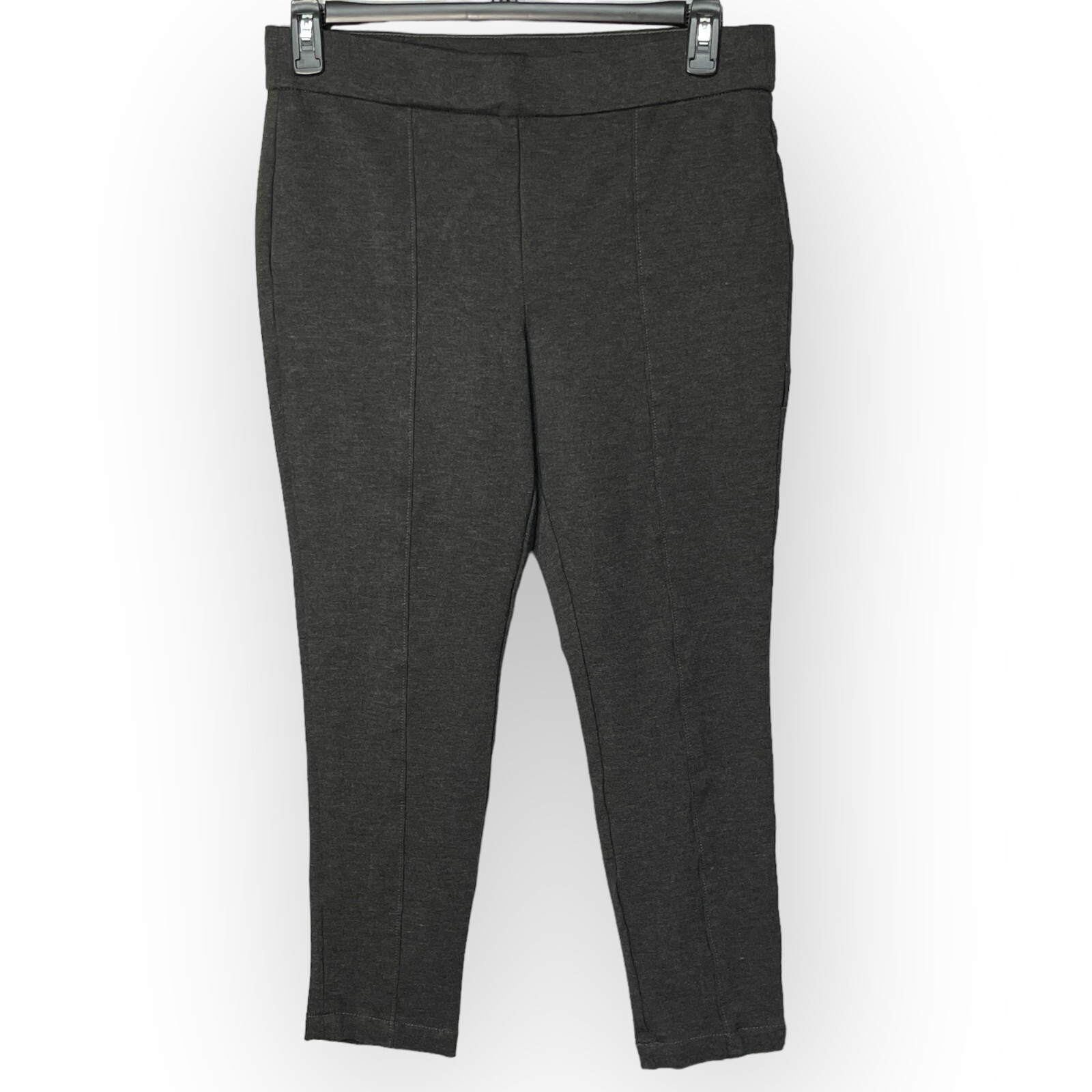 Anne Klein Tummy Control Ponte Pants Women Size L Gray Stretch Pull-On