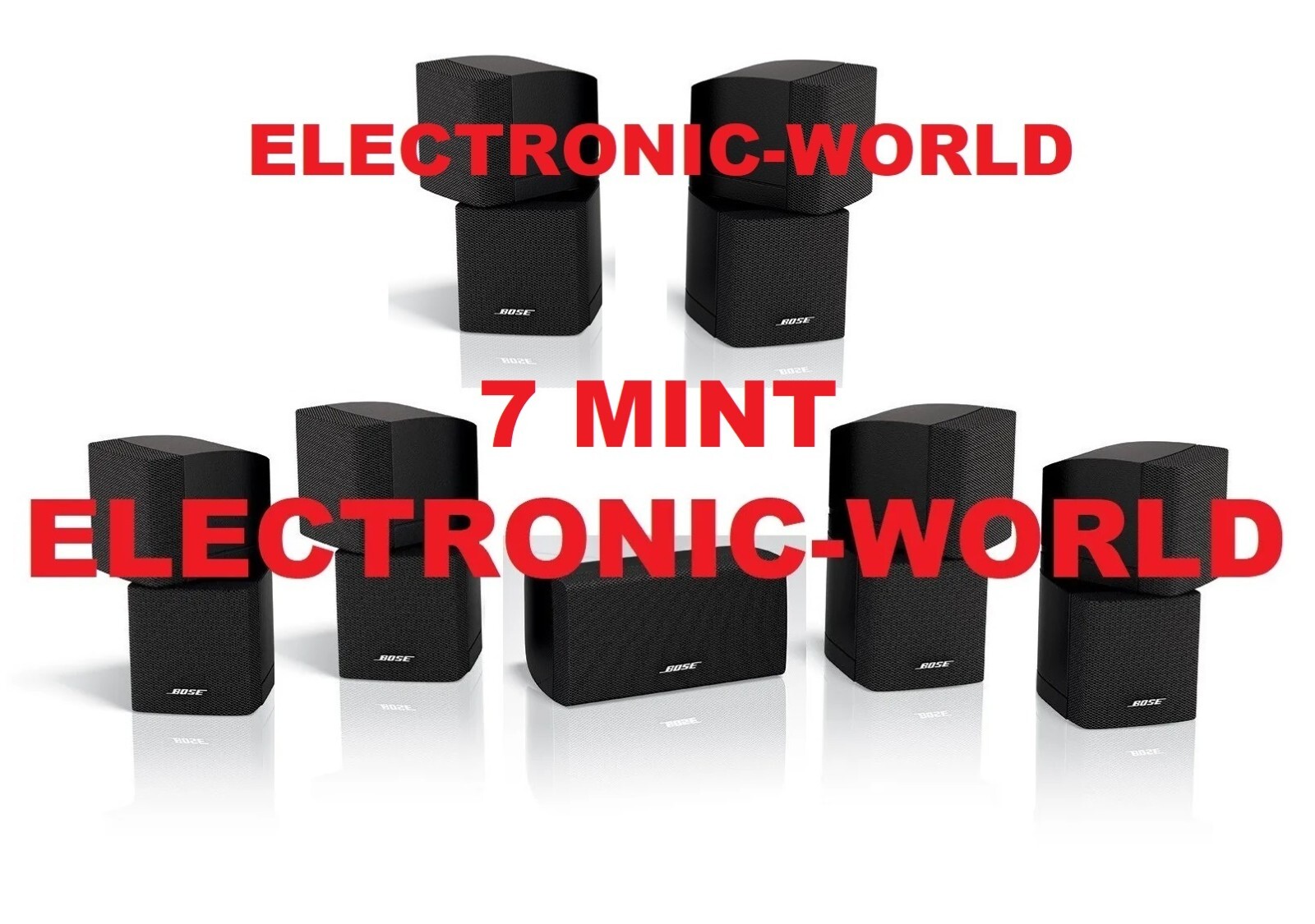 7 MINT Bose 6 Black Double Cubes Speakers & 1 Center Channel