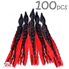 100pcs Fish WOW! black red 5" Squid Skirt Octopus Hoochies Crinkle trolling lure