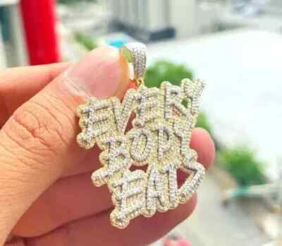 4.60Ct Round Cut Real Moissanite Customize Letter Pendant 925 Sterling Silver
