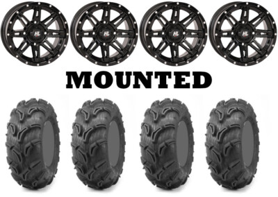 Kit 4 Maxxis Zilla Tires 27x10-14/27x12-14 on High Lifter HL22 Black Wheels 550