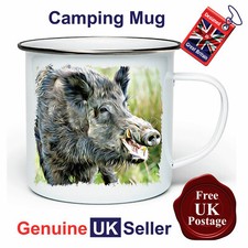 Wild Boar Camping Mug, Hiking Mug, Wild Boar Mug, Outdoor Mug, Tin Mug,
