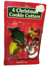 Vintage New Fox Run Craftsmen Christmas Themed Metal Cookie Cutters Set of Four