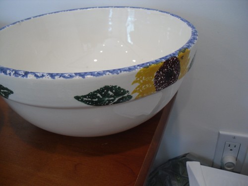 Vintage Santa Ana California Crock Shop Inc Sunflower 3 BOWLS SET 12", 10", 8" - Picture 3 of 8