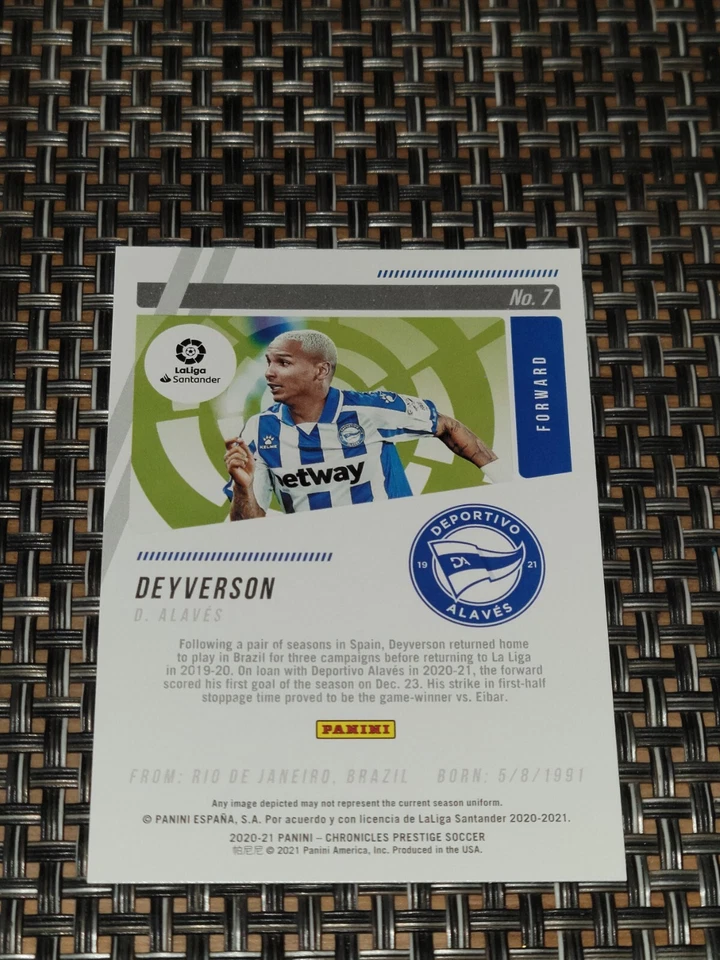 2020-21 Chronicles Prestige La Liga Xtra Points Purple Astro #7 Deyverson - Image 2 of 2