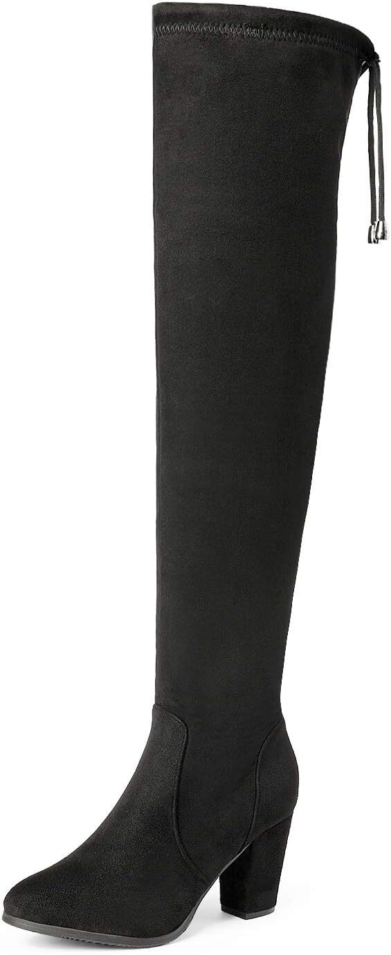 Dream Pairs Women’s Thigh-High Over-the-Knee Block Heel Fashion Boots