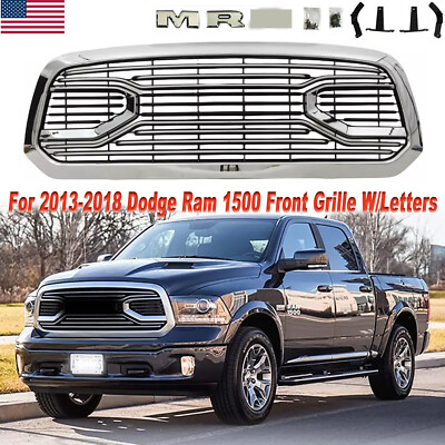 For 2013-2018 Dodge RAM 1500 Front Grille Big Horn Chrome Bumper Grill W/ Letter