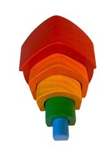 5 Teiliges Holz Regenbogenhaus Größe 14 - 16 cm Kinder Holzspiel Pädagogisch