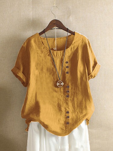 Blusa holgada de algodón lino suelta para mujer damas verano informal camiseta túnica torso - Imagen 16 de 42