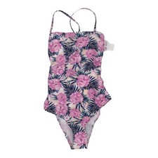 Hot Water One Piece Swimsuit Hawaiian Floral High Leg Pink Junior's Small 60