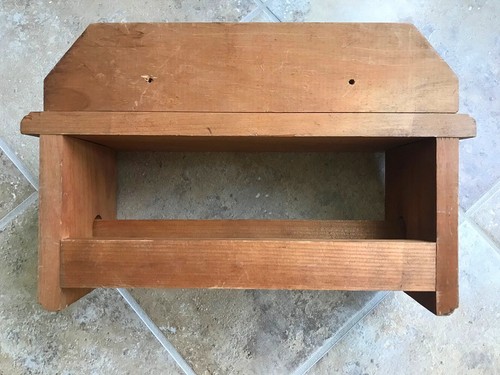 Vintage Farmhouse Hand Crafted Wooden Paper Towel Holder With Shelf 14 x 6 x 9" - Picture 20 of 23