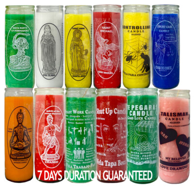 Velas Religiosas &  Veladoras Místicas De 7 Dias - 7 Days Religious Glass Candle