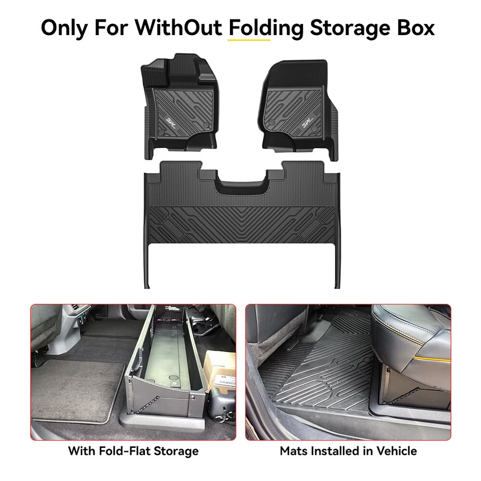 3W Floor Mats for 2015-2025 Ford F150 with Storage Super Crew Cab Only TPE Liner - Image 2 of 4