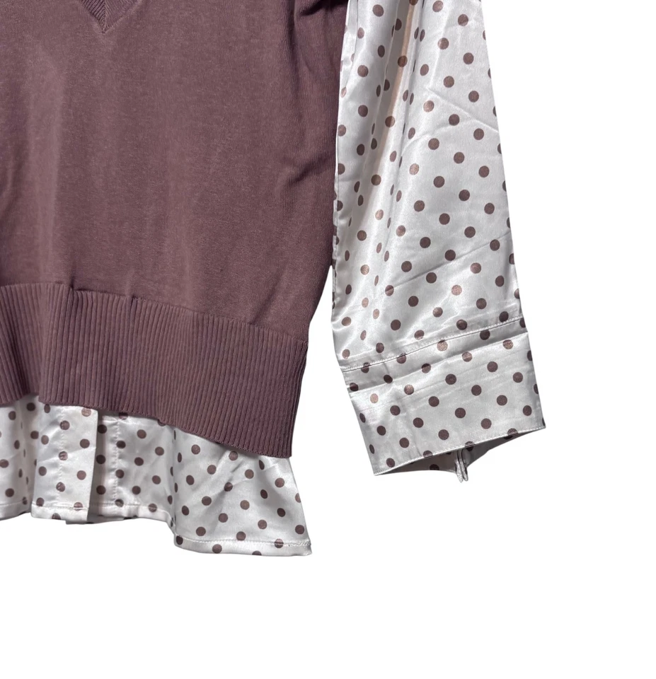 Suéter Top Y2K Coqueta Capas Mezcla Seda Cuello Talla S Preppy Academia Foto 2 de 4