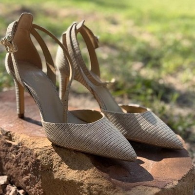Michael Kors Gold Shimmer Pointed Toe Heels Size 7