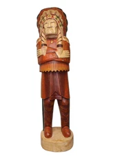 5' HUGE WOODEN CIGAR STORE INDIAN CHIEF WARRIOR WESTERN STATUE NATIVE AMERICAN A