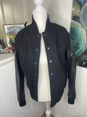 CHAQUETA BOMBER UNIVERSITARIA DE CUERO VINTAGE AMERICAN APPAREL - Imagen 1 de 4