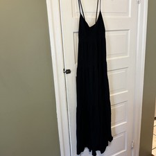 GAP Black Sleeveless Halter Maxi Long Cotton Modal Dress Boho Peasant S (ls)