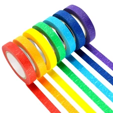 Colored Masking Tapes, 7PCS Arts Rainbow Labelling Masking Tape Fun Supplies Kit