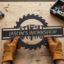 Personalized Metal Workshop Sign, Garage Entrance Decor, Personalized Man Cave