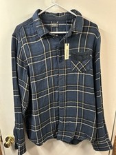 Mens Buffalo David Bitton Long Sleeve Plaid Button Up Shirt XL NWT Blue