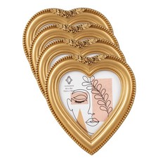 4x4 Beaded Resin Heart Shaped Picture Frame With HD Clear Glass, Extra Durabl...