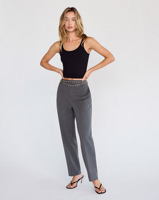 NEW EXPRESS $80 HEATHER GRAY SUPER HIGH WAISTED EDITOR STRAIGHT ANKLE PANTS SZ 4