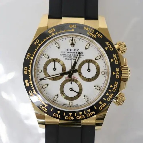 2020's Mint Rolex 116518LN 40mm White Sticks Dial 18k Gold Oysterflex Mens Watch - Afbeelding 1 van 5
