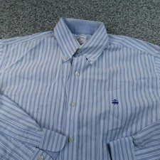 Brooks Brothers Shirt Mens M Blue Stripe OCBD Oxford Cloth Button Down Dress Top
