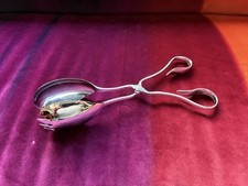 Vintage Chrome Plate Salad Tongs Made in England Mid Century Serving Spoon Fork
